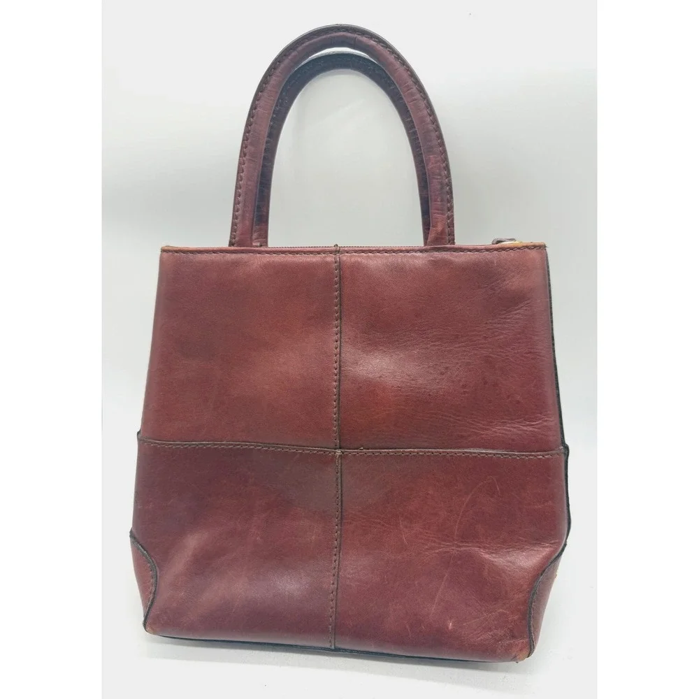 Etienne Aigner Satchel Bag Womens Small Brown Leather Top Handle Logo Purse